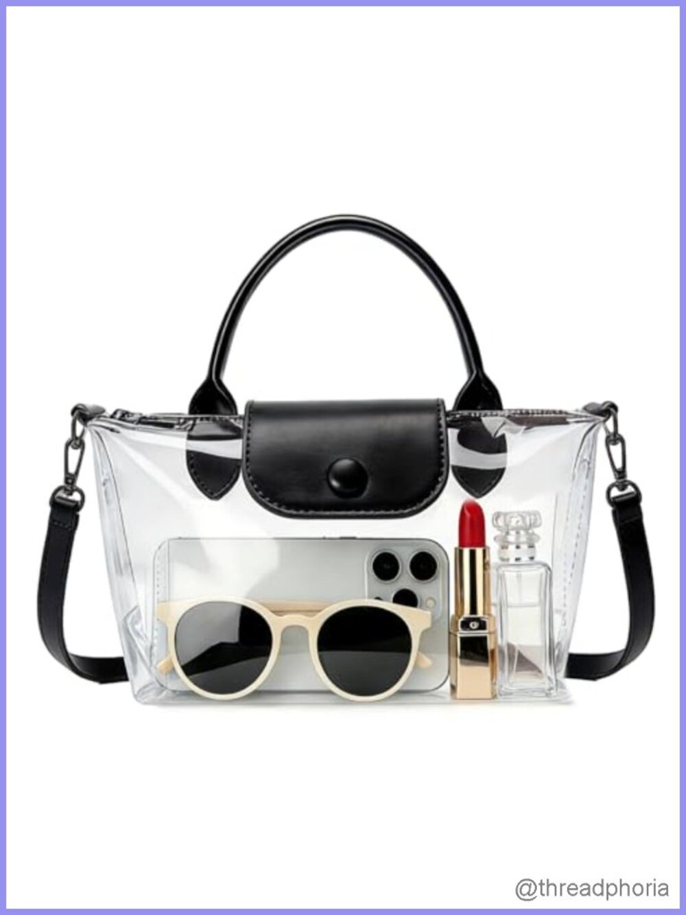 Clear Stadium Approved Crossbody Bag TPU Vegan Leather Convertible Purse